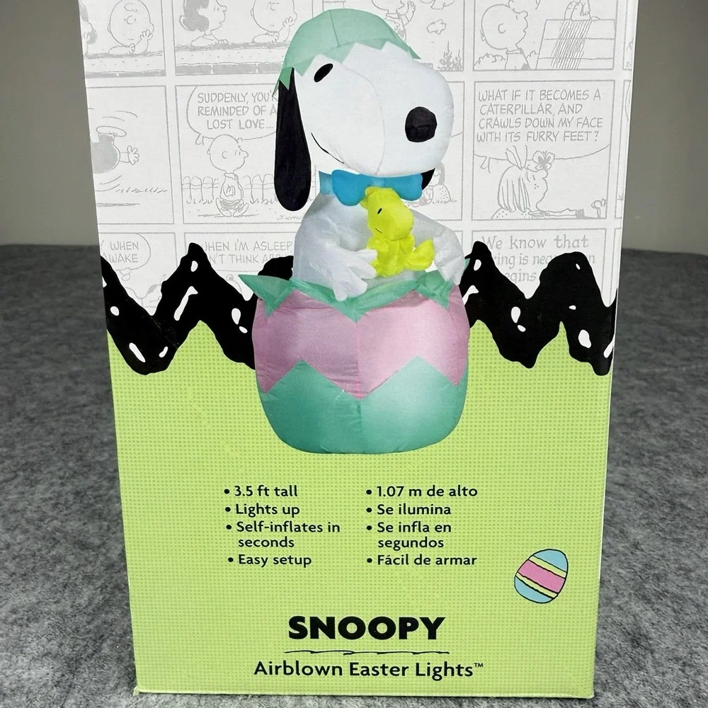 Gemny 3.5 Ft NEW Snoopy Inflatable Airblown Bunny Ears Easter Egg Decorations - Picture 2 of 4